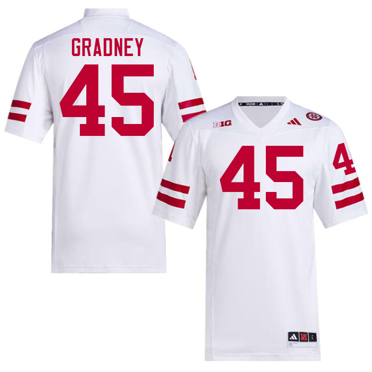 Men #45 Roger Gradney Nebraska Cornhuskers College Football Jerseys Stitched Sale-White